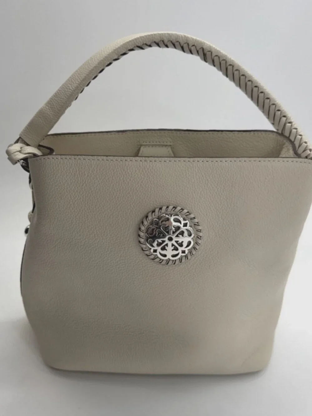 BRIGHTON Purse Ferrara Collection Noelle Cream Handbag Shoulder Pebbled Leather - Picture 10 of 13